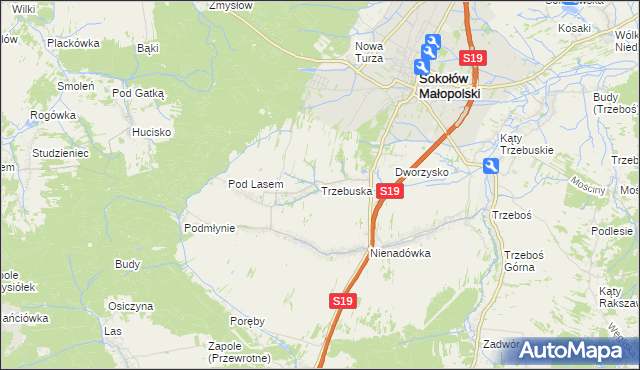 mapa Trzebuska, Trzebuska na mapie Targeo