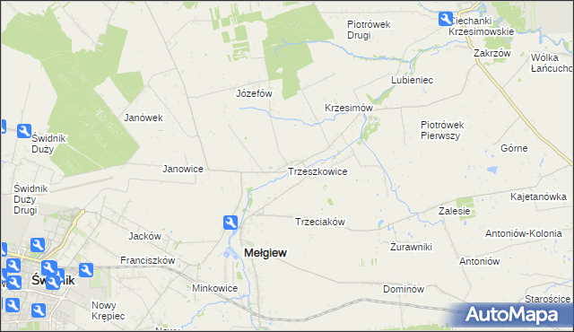 mapa Trzeszkowice, Trzeszkowice na mapie Targeo