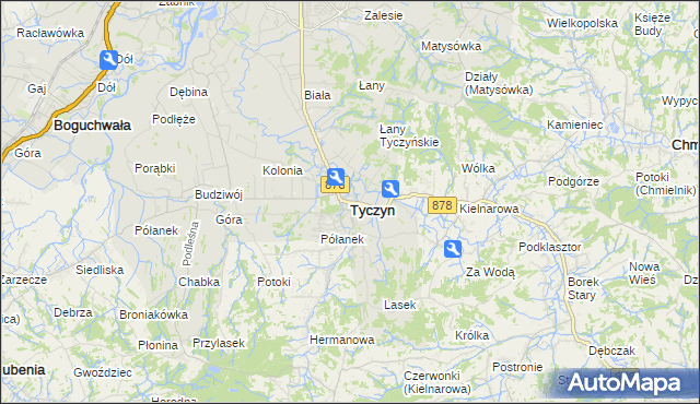 mapa Tyczyn powiat rzeszowski, Tyczyn powiat rzeszowski na mapie Targeo