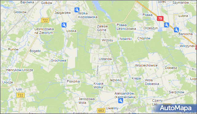 mapa Ustanów, Ustanów na mapie Targeo