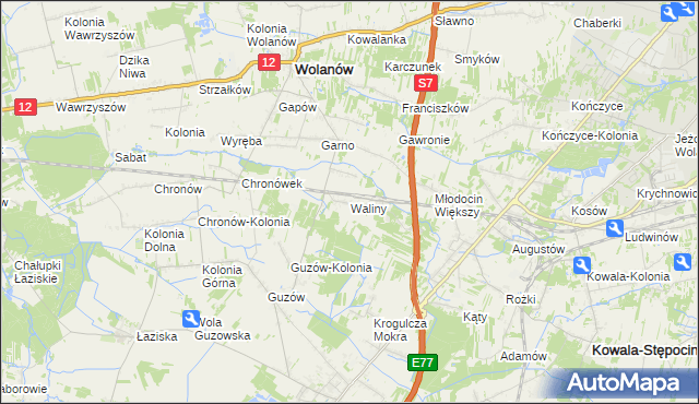 mapa Waliny, Waliny na mapie Targeo