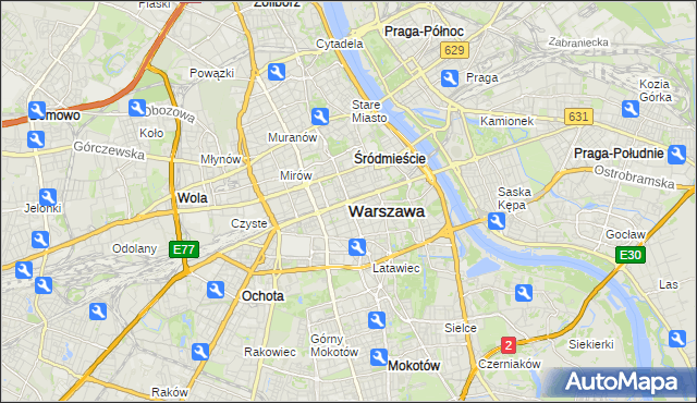 mapa Warszawy, Warszawa na mapie Targeo