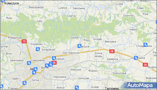 mapa Warzyce, Warzyce na mapie Targeo