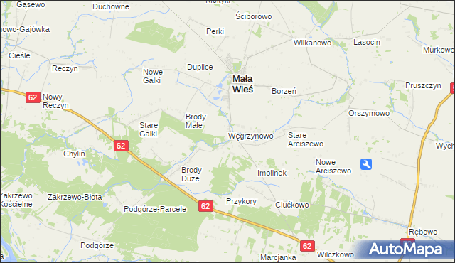 mapa Węgrzynowo gmina Mała Wieś, Węgrzynowo gmina Mała Wieś na mapie Targeo