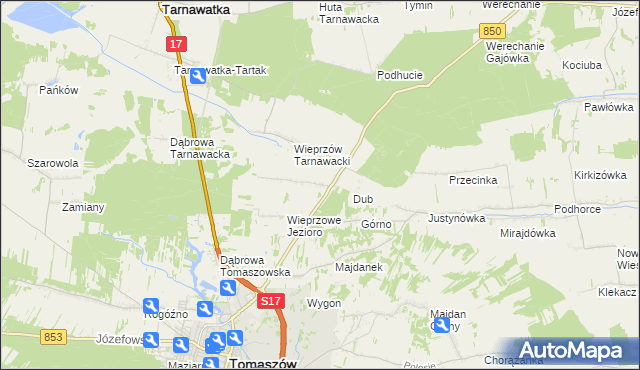 mapa Wieprzów Ordynacki, Wieprzów Ordynacki na mapie Targeo