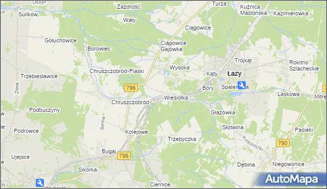 mapa Wiesiółka gmina Łazy, Wiesiółka gmina Łazy na mapie Targeo