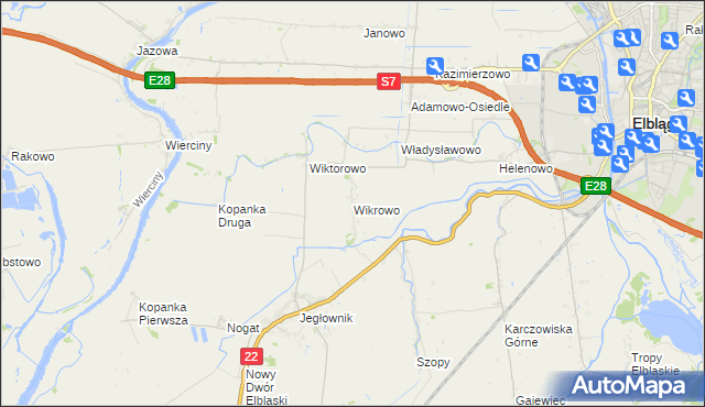 mapa Wikrowo gmina Gronowo Elbląskie, Wikrowo gmina Gronowo Elbląskie na mapie Targeo