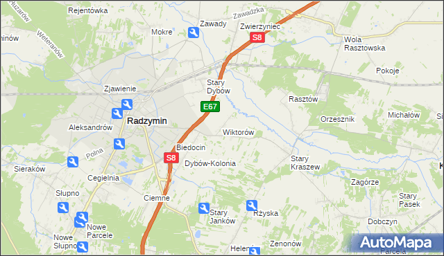 mapa Wiktorów gmina Radzymin, Wiktorów gmina Radzymin na mapie Targeo