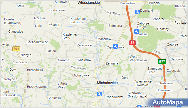 mapa Wilczkowice gmina Michałowice, Wilczkowice gmina Michałowice na mapie Targeo