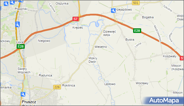 mapa Wiślina, Wiślina na mapie Targeo