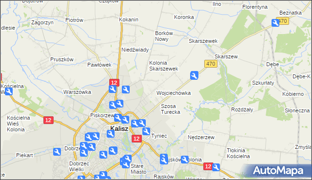 mapa Wojciechówka gmina Żelazków, Wojciechówka gmina Żelazków na mapie Targeo
