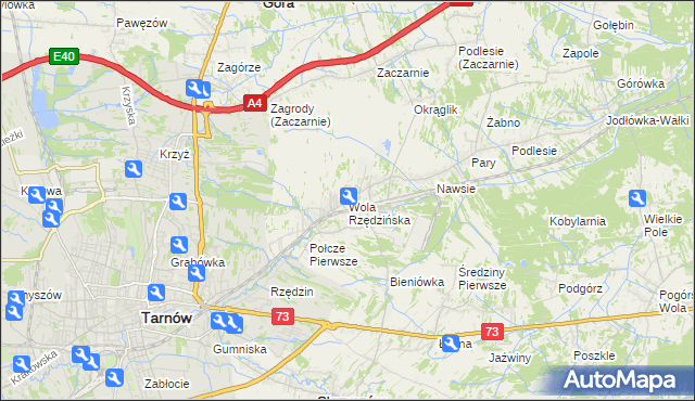 mapa Wola Rzędzińska, Wola Rzędzińska na mapie Targeo
