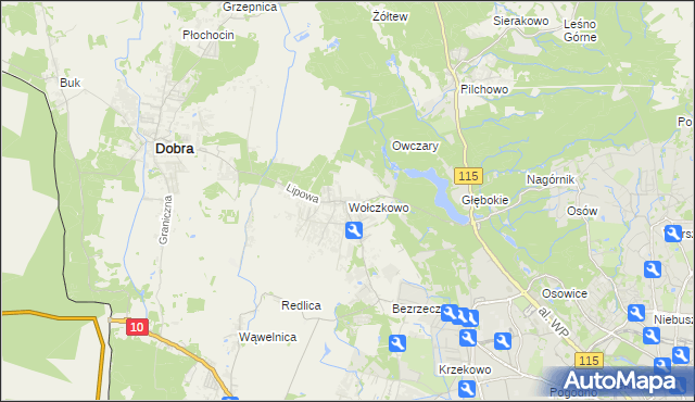 mapa Wołczkowo, Wołczkowo na mapie Targeo