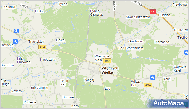 mapa Wręczyca Mała, Wręczyca Mała na mapie Targeo