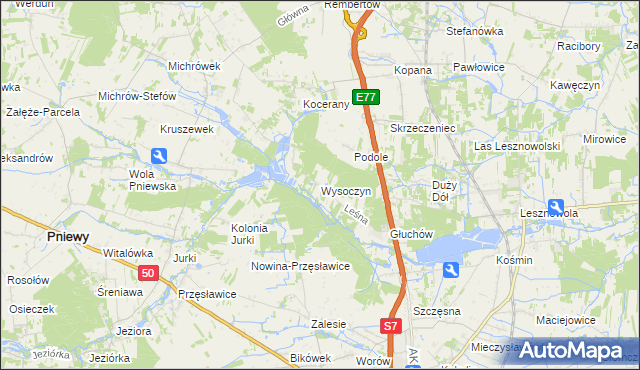 mapa Wysoczyn gmina Grójec, Wysoczyn gmina Grójec na mapie Targeo