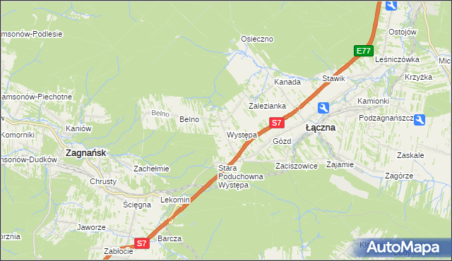 mapa Występa, Występa na mapie Targeo