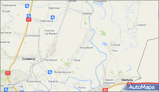 mapa Wyszatyce, Wyszatyce na mapie Targeo