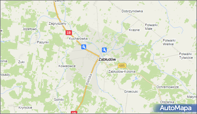 mapa Zabłudów, Zabłudów na mapie Targeo