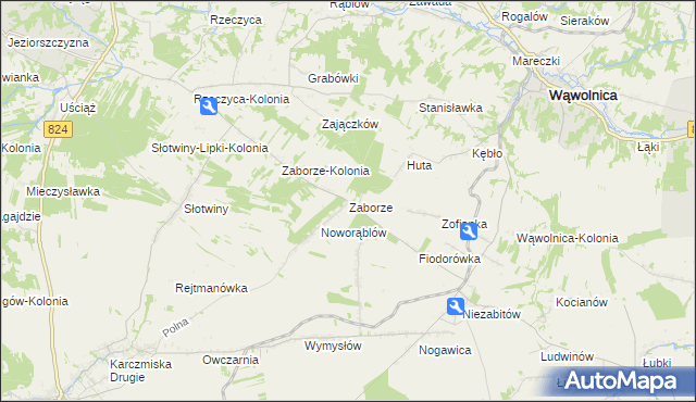 mapa Zaborze gmina Karczmiska, Zaborze gmina Karczmiska na mapie Targeo