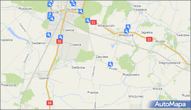 mapa Zakrzew gmina Jarocin, Zakrzew gmina Jarocin na mapie Targeo
