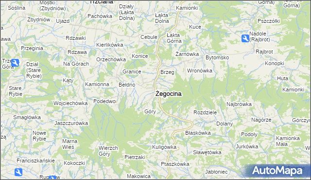 mapa Żegocina, Żegocina na mapie Targeo