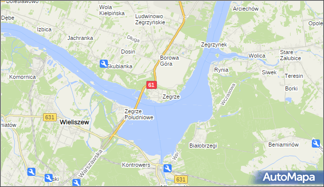 mapa Zegrze, Zegrze na mapie Targeo