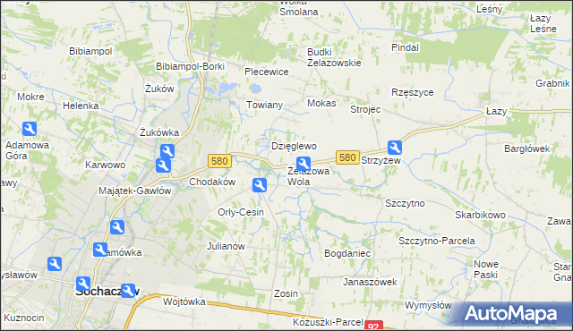 mapa Żelazowa Wola, Żelazowa Wola na mapie Targeo