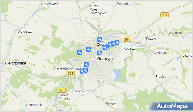 mapa Złotoryja, Złotoryja na mapie Targeo