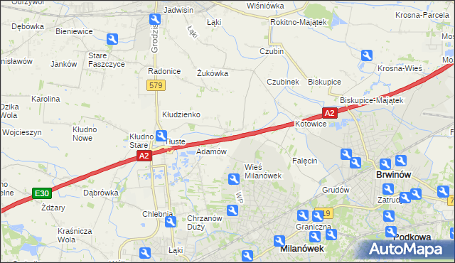 mapa Żuków gmina Grodzisk Mazowiecki, Żuków gmina Grodzisk Mazowiecki na mapie Targeo
