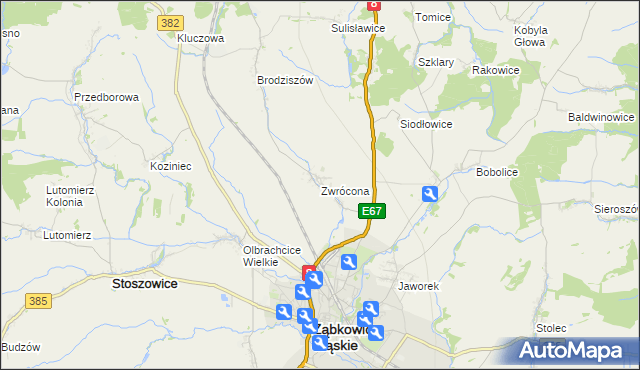 mapa Zwrócona, Zwrócona na mapie Targeo