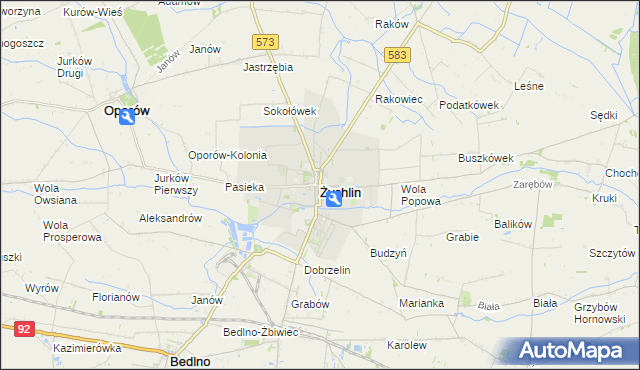 mapa Żychlin powiat kutnowski, Żychlin powiat kutnowski na mapie Targeo