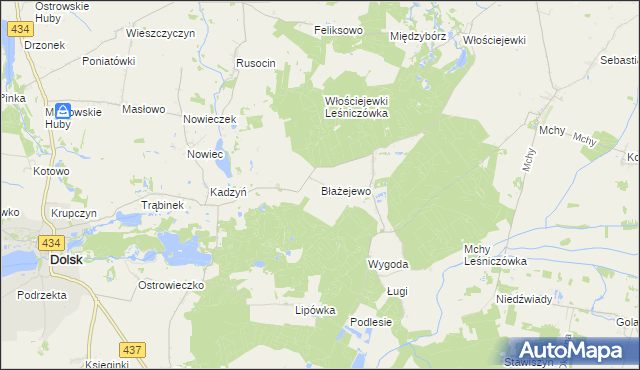 mapa Błażejewo gmina Dolsk, Błażejewo gmina Dolsk na mapie Targeo