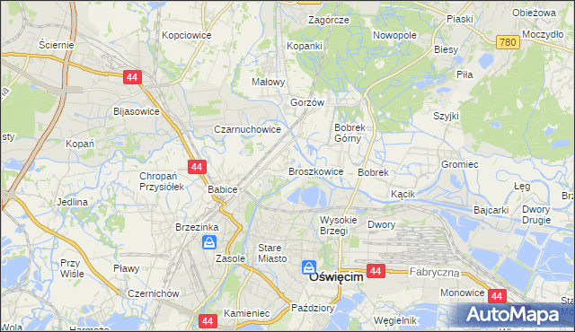 mapa Broszkowice, Broszkowice na mapie Targeo