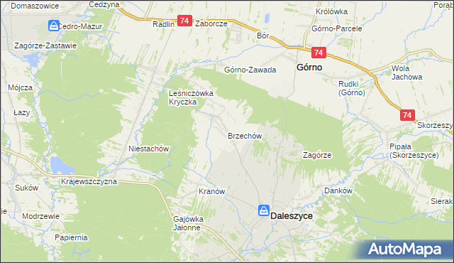 mapa Brzechów, Brzechów na mapie Targeo