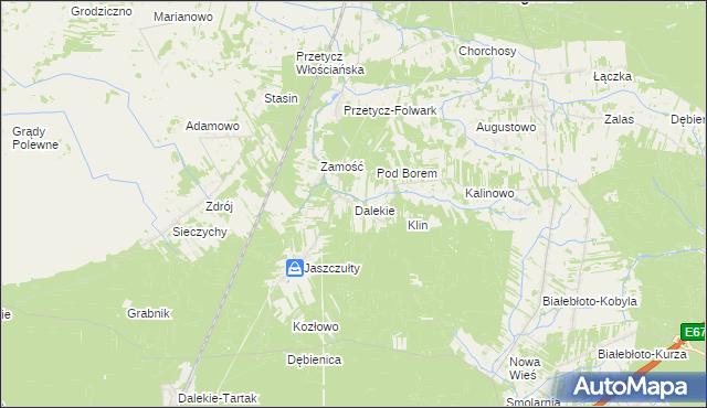 mapa Dalekie gmina Długosiodło, Dalekie gmina Długosiodło na mapie Targeo