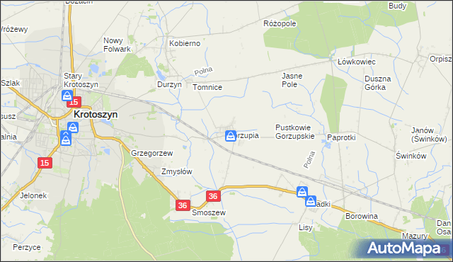 mapa Gorzupia gmina Krotoszyn, Gorzupia gmina Krotoszyn na mapie Targeo