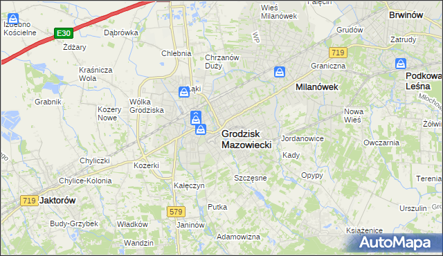 mapa Grodzisk Mazowiecki, Grodzisk Mazowiecki na mapie Targeo