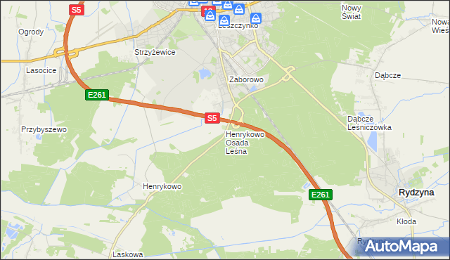 mapa Henrykowo Osada Leśna, Henrykowo Osada Leśna na mapie Targeo