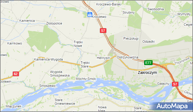 mapa Henrysin gmina Zakroczym, Henrysin gmina Zakroczym na mapie Targeo