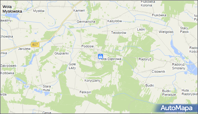 mapa Huta-Dąbrowa, Huta-Dąbrowa na mapie Targeo