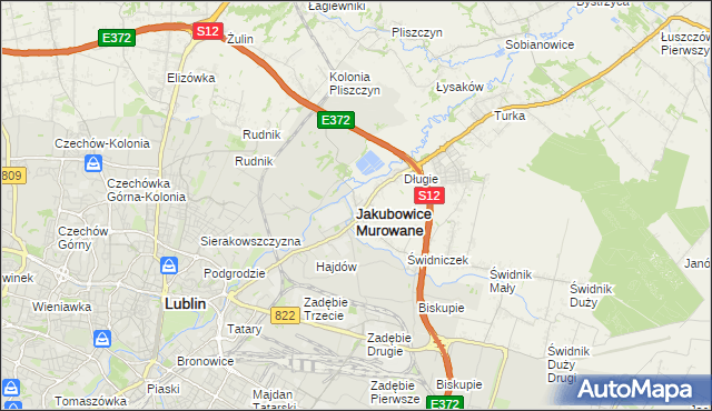 mapa Jakubowice Murowane, Jakubowice Murowane na mapie Targeo