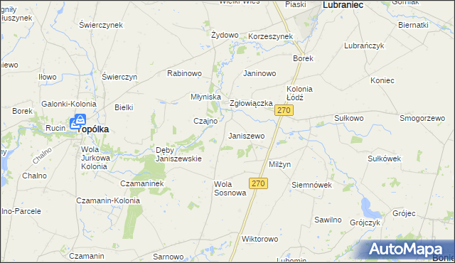 mapa Janiszewo gmina Lubraniec, Janiszewo gmina Lubraniec na mapie Targeo