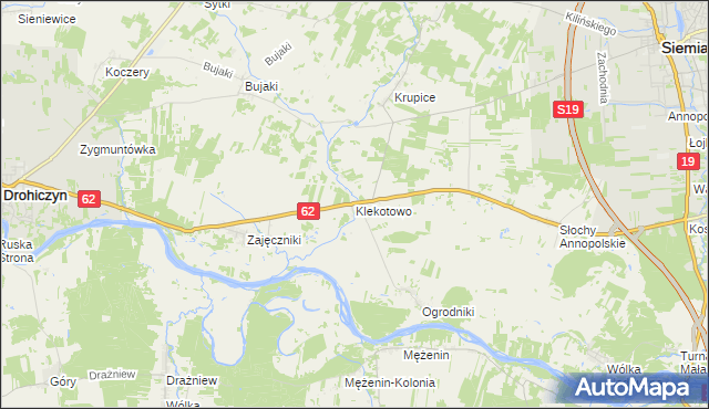 mapa Klekotowo gmina Siemiatycze, Klekotowo gmina Siemiatycze na mapie Targeo