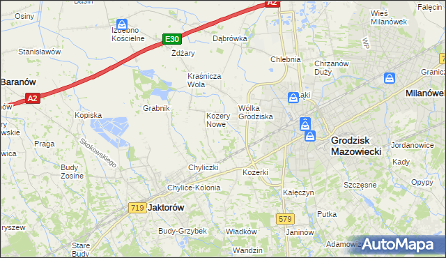 mapa Kozery, Kozery na mapie Targeo
