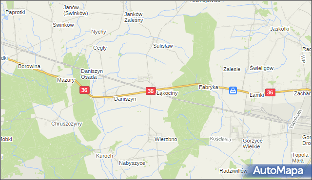 mapa Łąkociny, Łąkociny na mapie Targeo
