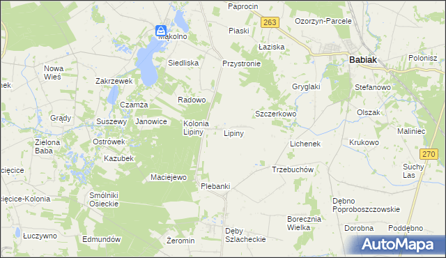 mapa Lipiny gmina Osiek Mały, Lipiny gmina Osiek Mały na mapie Targeo