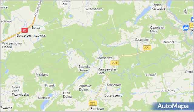 mapa Marszewo gmina Przywidz, Marszewo gmina Przywidz na mapie Targeo