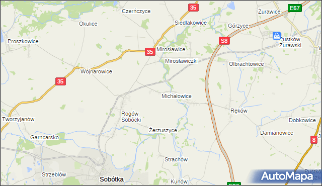 mapa Michałowice gmina Sobótka, Michałowice gmina Sobótka na mapie Targeo