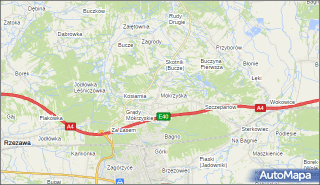mapa Mokrzyska, Mokrzyska na mapie Targeo