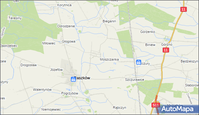 mapa Moszczanka gmina Raszków, Moszczanka gmina Raszków na mapie Targeo